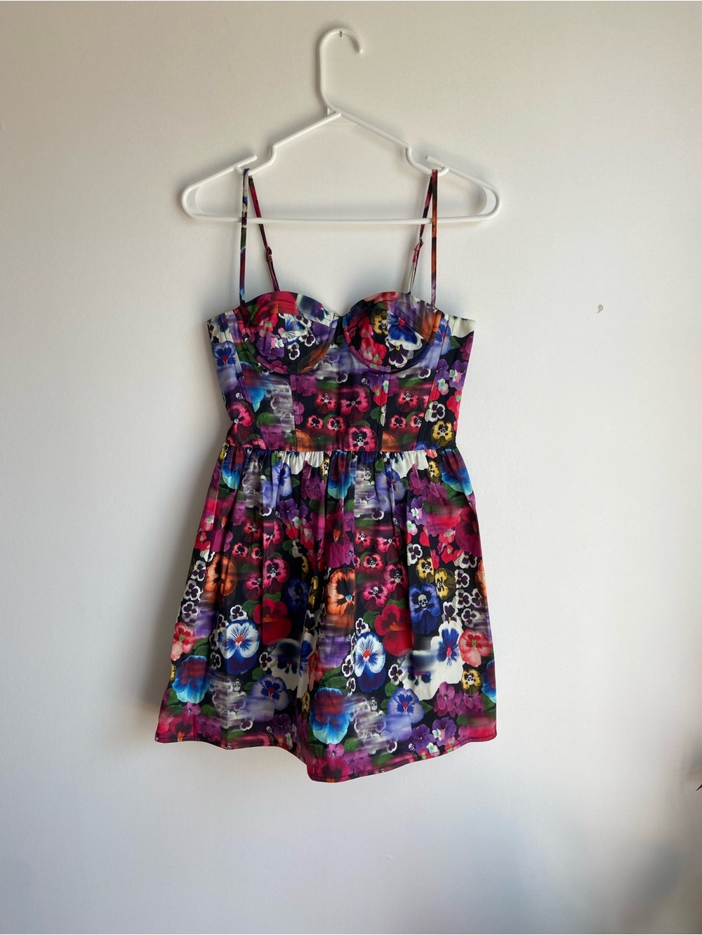 Topshop Floral Bustier Mini Dress in Multicolor